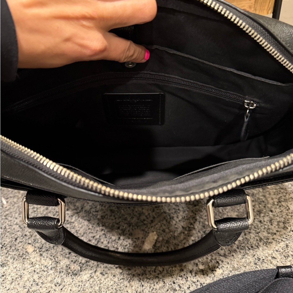 Coach Black Leather Briefcase Tote - Picture 5 of 9